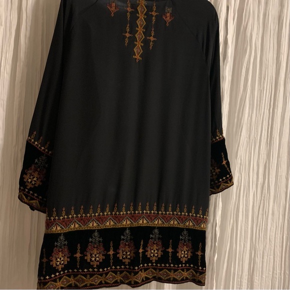 JOHNNY WAS VIKA EMBROIDERED boho SILK velvet blouse L - Picture 7 of 15